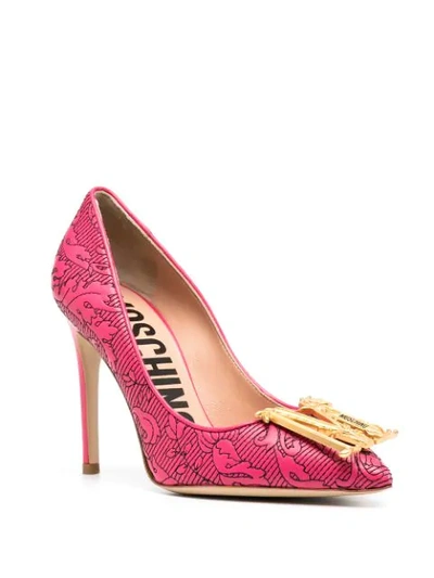 Shop Moschino M Plaque Pumps In Pink