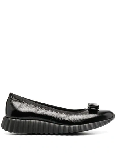 Salvatore Ferragamo Vara Bow Flats With Chunky Rubber Sole In Dark Grey |  ModeSens