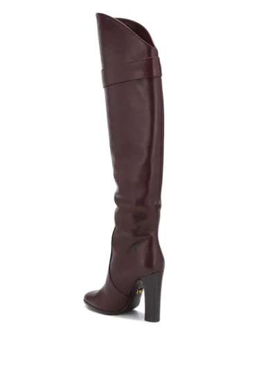 Shop Dolce & Gabbana Buckle Detail Knee-high Boots In Red