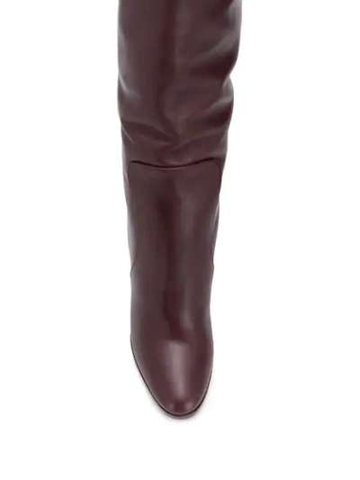 Shop Dolce & Gabbana Buckle Detail Knee-high Boots In Red