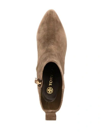 Shop Tory Burch Block Heel Ankle Boots In Neutrals