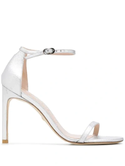 Shop Stuart Weitzman Nudist Song Smooth Sandals In Grey