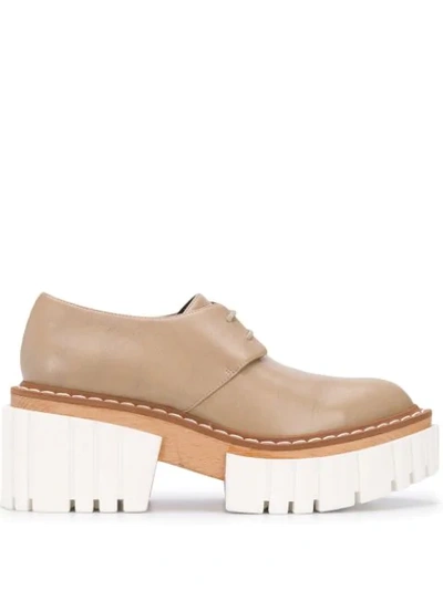 Shop Stella Mccartney Emilie Lace-up Platform Shoes In Neutrals