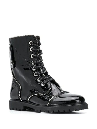 Shop Zadig & Voltaire Studded Lace-up Ankle Boots In Black