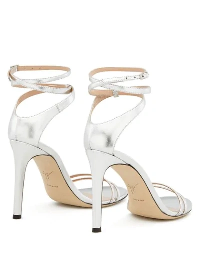 Shop Giuseppe Zanotti Catia Wrap-ankle Sandals In Silver