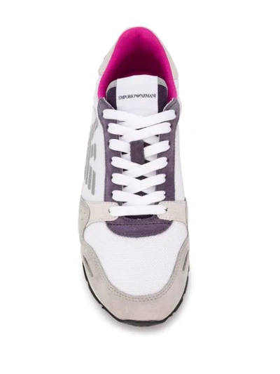 Shop Emporio Armani Round Toe Eagle Print Sneakers In Grey