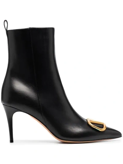Shop Valentino Vlogo Pointed Toe Ankle Boots In Black