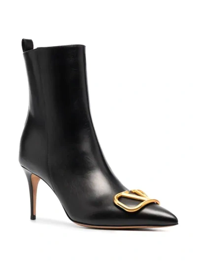 Shop Valentino Vlogo Pointed Toe Ankle Boots In Black