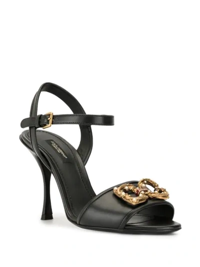 Shop Dolce & Gabbana Dg Amore 95mm Pearl-embellished Sandals In Black