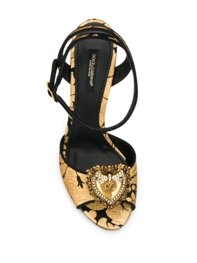 Shop Dolce & Gabbana 90mm Keira Devotion Lurex Sandals In Gold