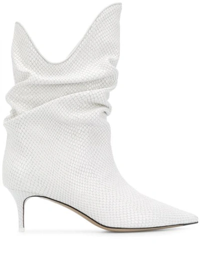 Shop Attico Snakeskin-effect Ankle Boots In White