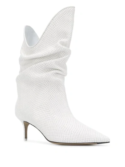 Shop Attico Snakeskin-effect Ankle Boots In White