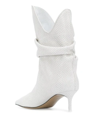Shop Attico Snakeskin-effect Ankle Boots In White