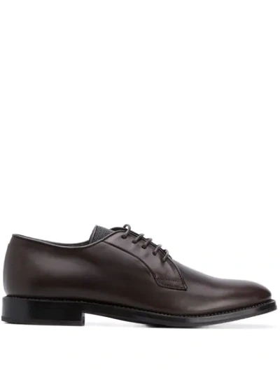 Shop Brunello Cucinelli Beaded-tongue Derby Shoes In Brown