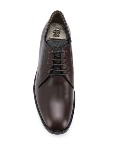 Shop Brunello Cucinelli Beaded-tongue Derby Shoes In Brown