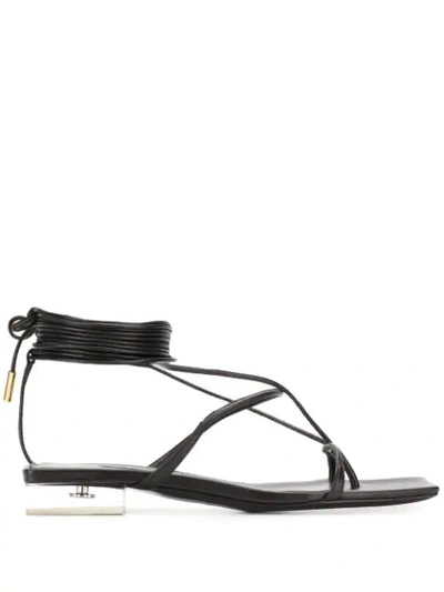 Shop Versace Wraparound Thong Sandals In Black