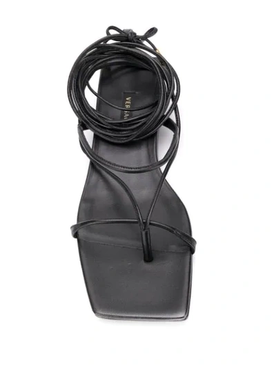 Shop Versace Wraparound Thong Sandals In Black