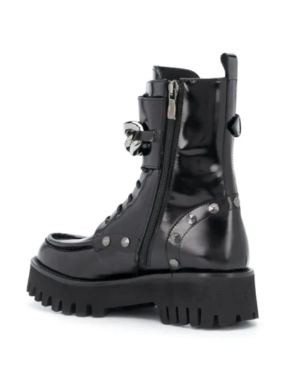 Shop Casadei Chain Embellished Platform Boots In Black