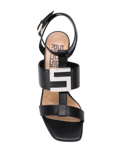 Shop Sergio Rossi Sergio Logomaniac Heeled Sandals In Black