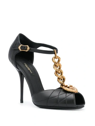 Shop Dolce & Gabbana 105mm Bette Devotion T-strap Sandals In Black