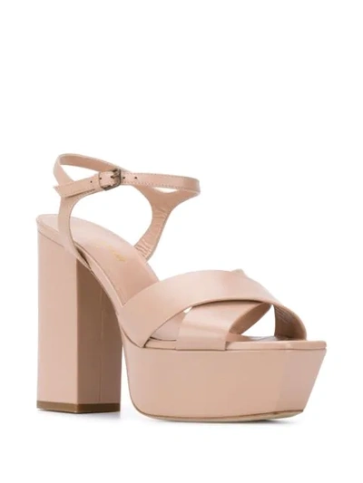 Shop Saint Laurent Farrah 130mm Platform Sandals In Neutrals