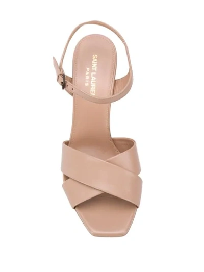 Shop Saint Laurent Farrah 130mm Platform Sandals In Neutrals