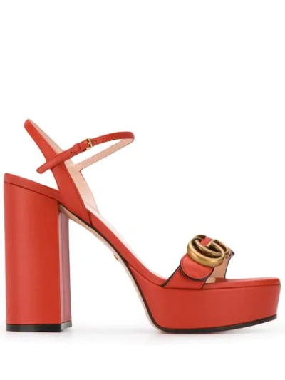 Shop Gucci Double G Platform Sandals In Orange