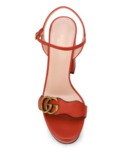 Shop Gucci Double G Platform Sandals In Orange