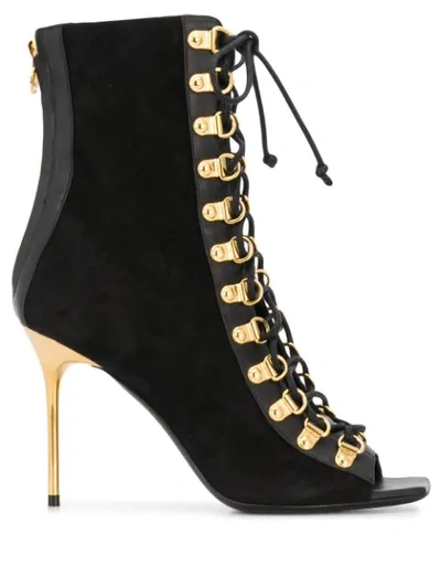 Shop Balmain Lindsay Lace-up Sandals In Black