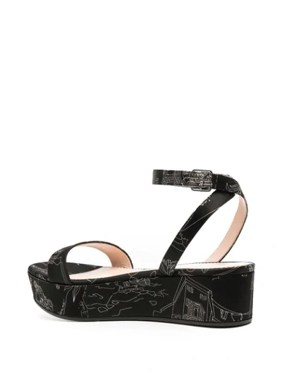 Shop Emilio Pucci Scorci Fiorentini-print Flatform Sandals In Black