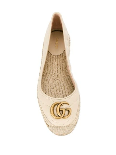 Shop Gucci Logo Plaque Espadrilles In Neutrals