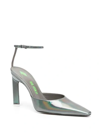 Shop Attico Metallic-effect Pointed Pumps In Grey