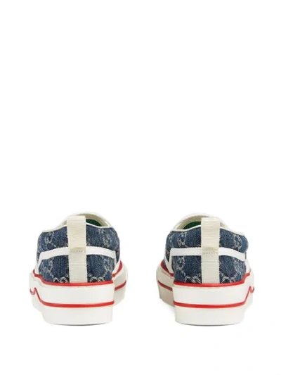 Shop Gucci Tennis 1977 Slip-on Sneakers In Blue ,white