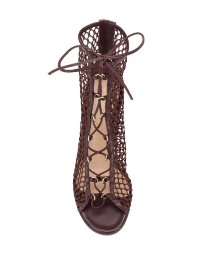 Shop Gianvito Rossi Caged Lace-up Sandals In Brown