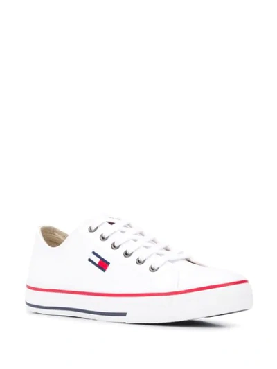 Shop Tommy Jeans Flag Logo Lace-up Sneakers In White