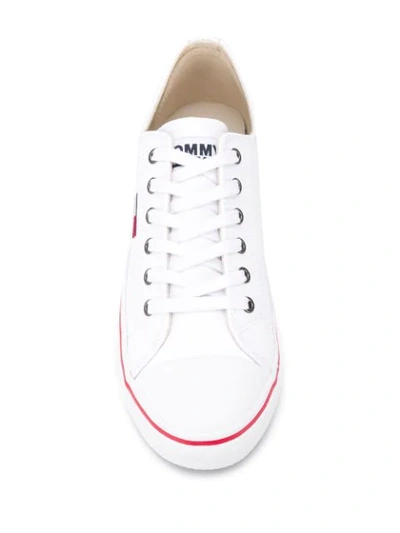 Shop Tommy Jeans Flag Logo Lace-up Sneakers In White