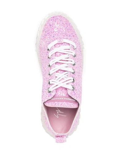 Shop Giuseppe Zanotti Glittered Sneakers In Pink