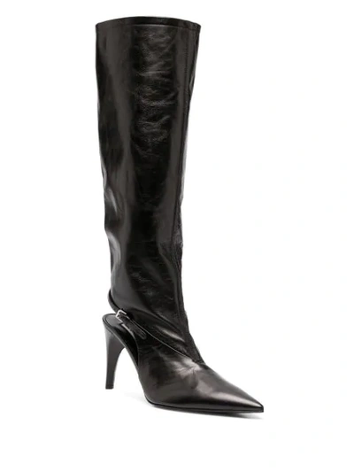 Shop Jil Sander Cut-out Leather Boots In Black