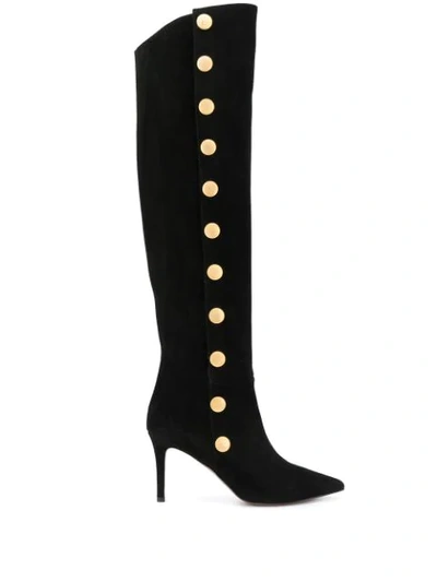 Shop L'autre Chose Studded Knee-high Leather Boots In Black
