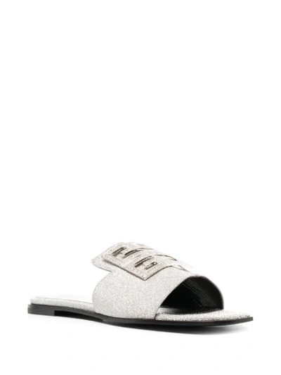 Shop Givenchy Logo-plaque Slip-on Sandals In Grey