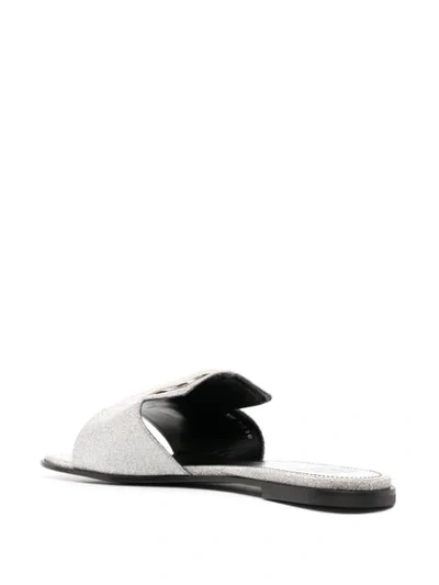 Shop Givenchy Logo-plaque Slip-on Sandals In Grey