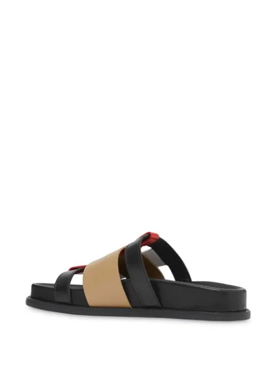 Shop Burberry Colour-block Slide Sandals In Black