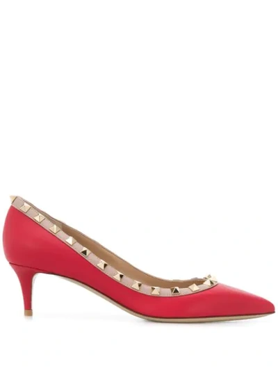 Shop Valentino Rockstud Pointed-toe Pumps In Red