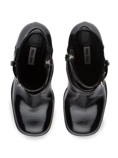Shop Miu Miu Patent Leather Booties In Black