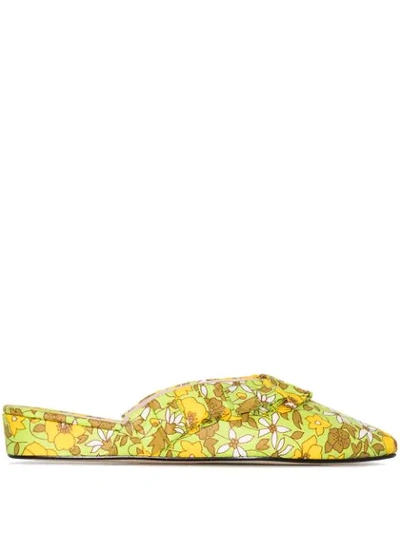 Shop Olivia Morris At Home Blossom Floral-print Slippers In Green