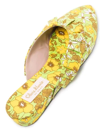 Shop Olivia Morris At Home Blossom Floral-print Slippers In Green