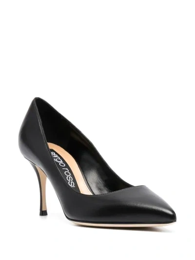 Shop Sergio Rossi Pointed Leather Pumps In Black