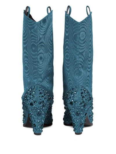 Shop Gucci Crystal-embellished Cowboy Boots In Blue