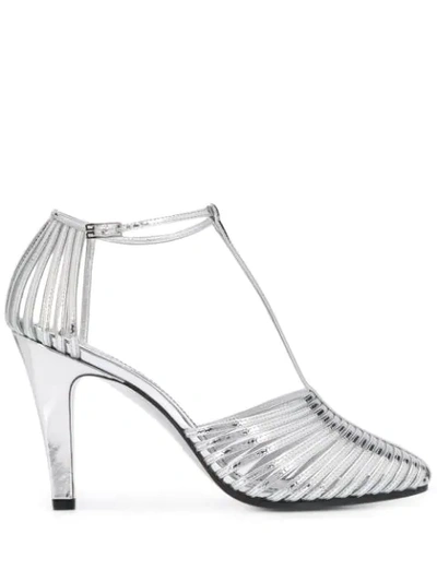 Shop Givenchy Cage T-bar Sandals In Silver