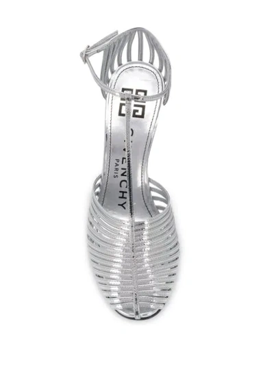 Shop Givenchy Cage T-bar Sandals In Silver